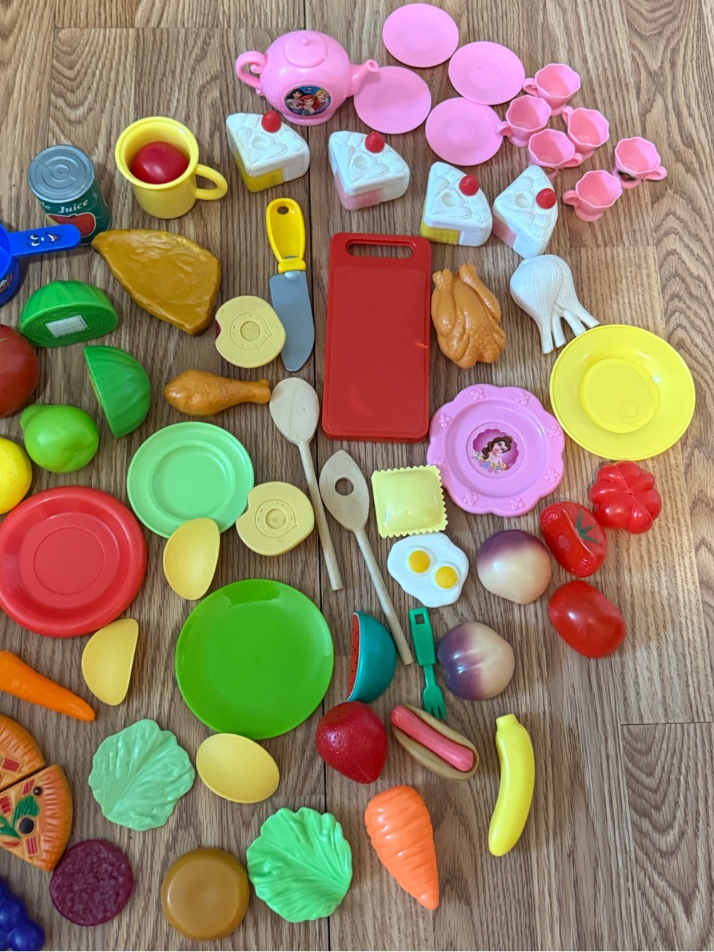 Kids Toy Play Food Set with Pink Tea Set and Assorted Colorful Pieces - Picture 3 of 3